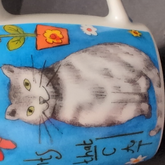 Lot Of 2 Kitty Cat Coffee Mugs Blue/Green . - Picture 11 of 13